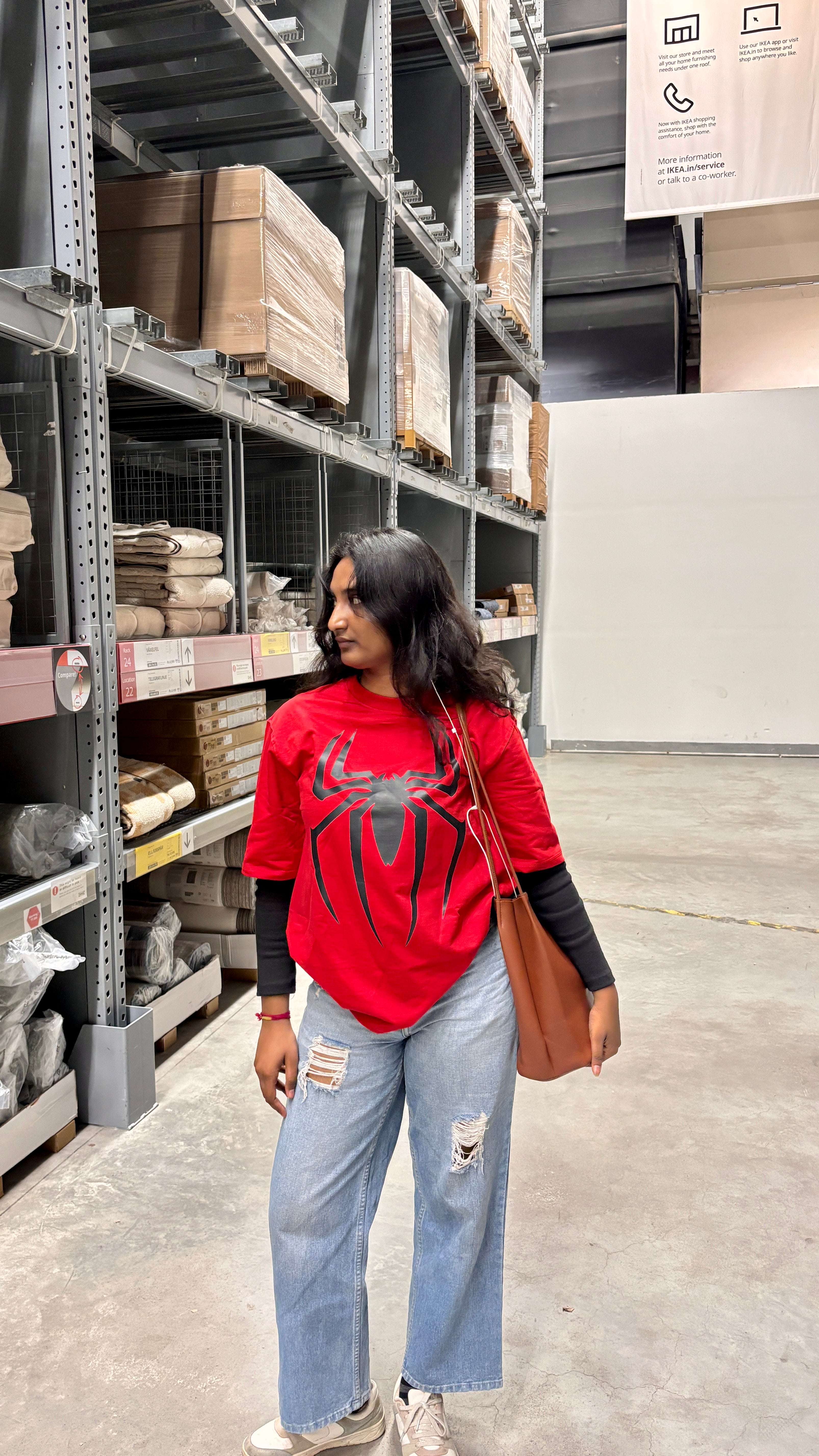 Unisex Spider-Man Oversized T-Shirt – Red French Terry Cotton 240 GSM | Black Spider Graphic Tee