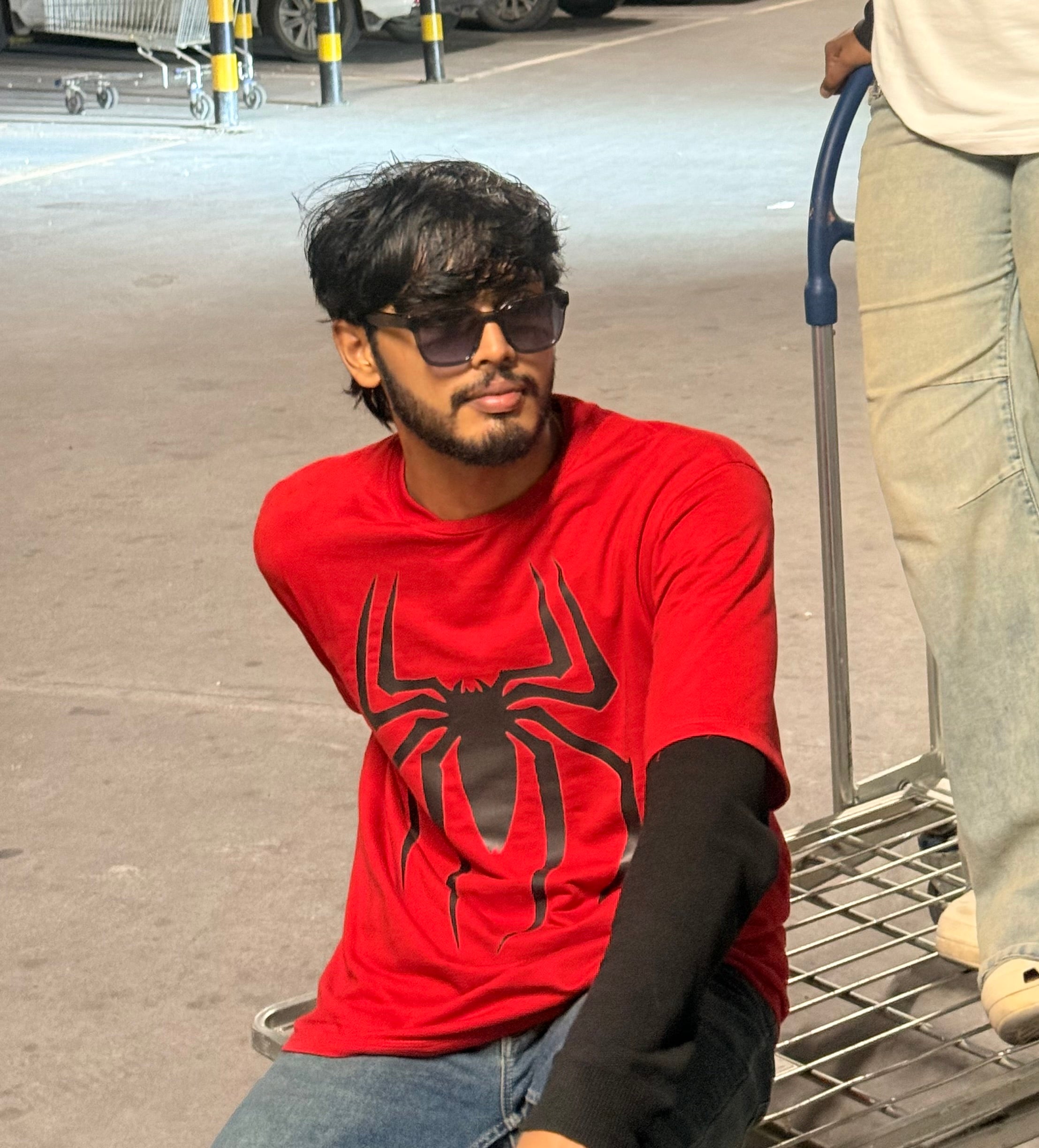 Unisex Spider-Man Oversized T-Shirt – Red French Terry Cotton 240 GSM | Black Spider Graphic Tee
