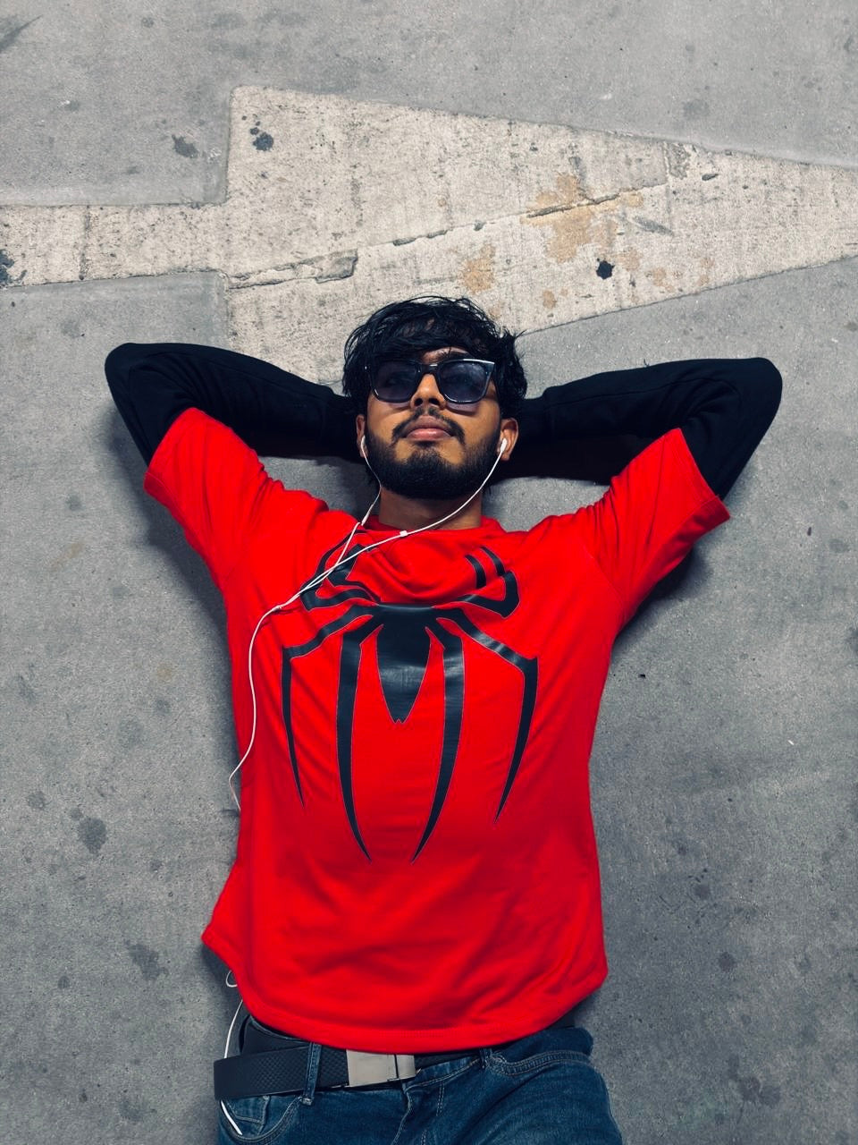 Unisex Spider-Man Oversized T-Shirt – Red French Terry Cotton 240 GSM | Black Spider Graphic Tee